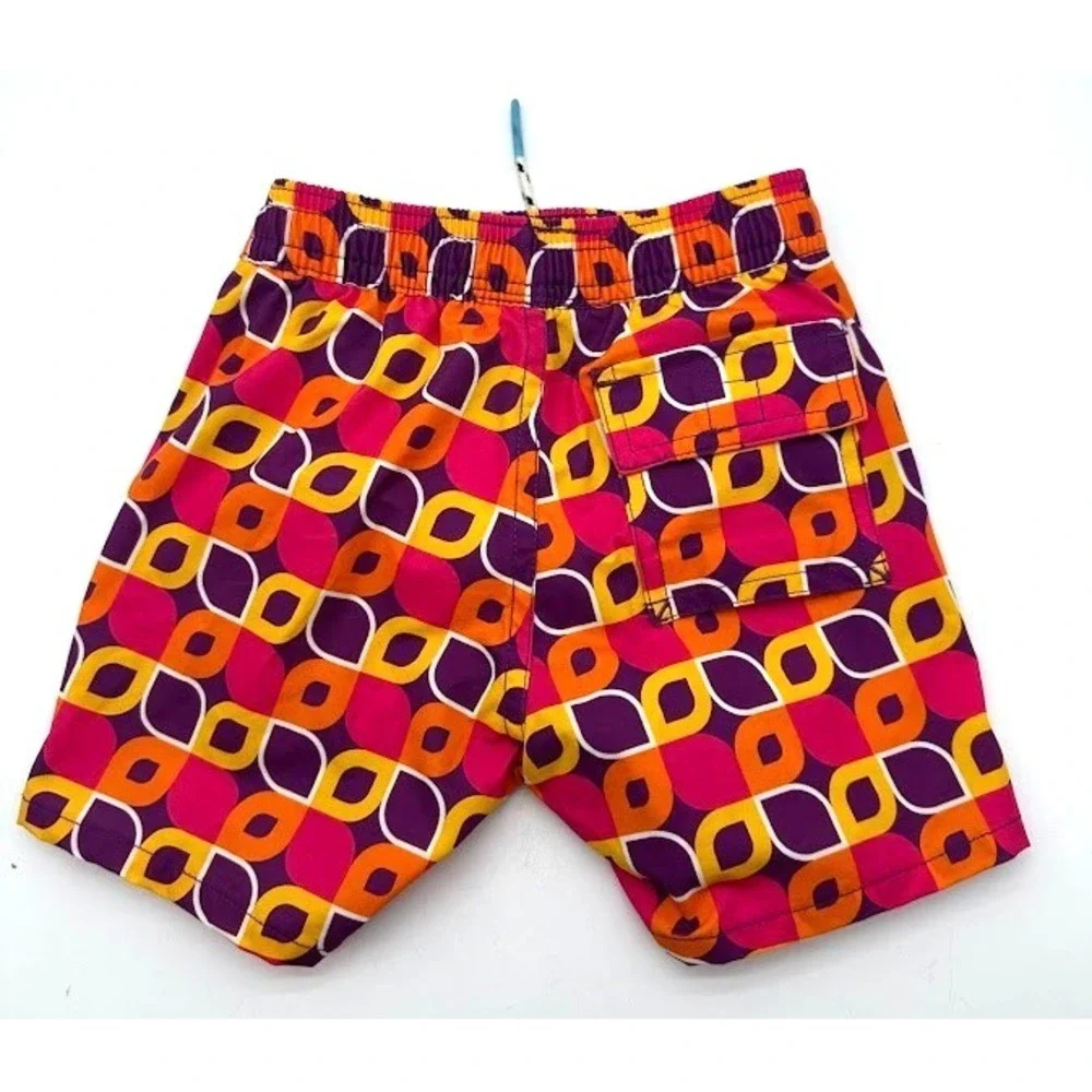 Psycho Bunny Boys Swim Trunks 2T Geo Print Mesh Lined Multicolor Beach